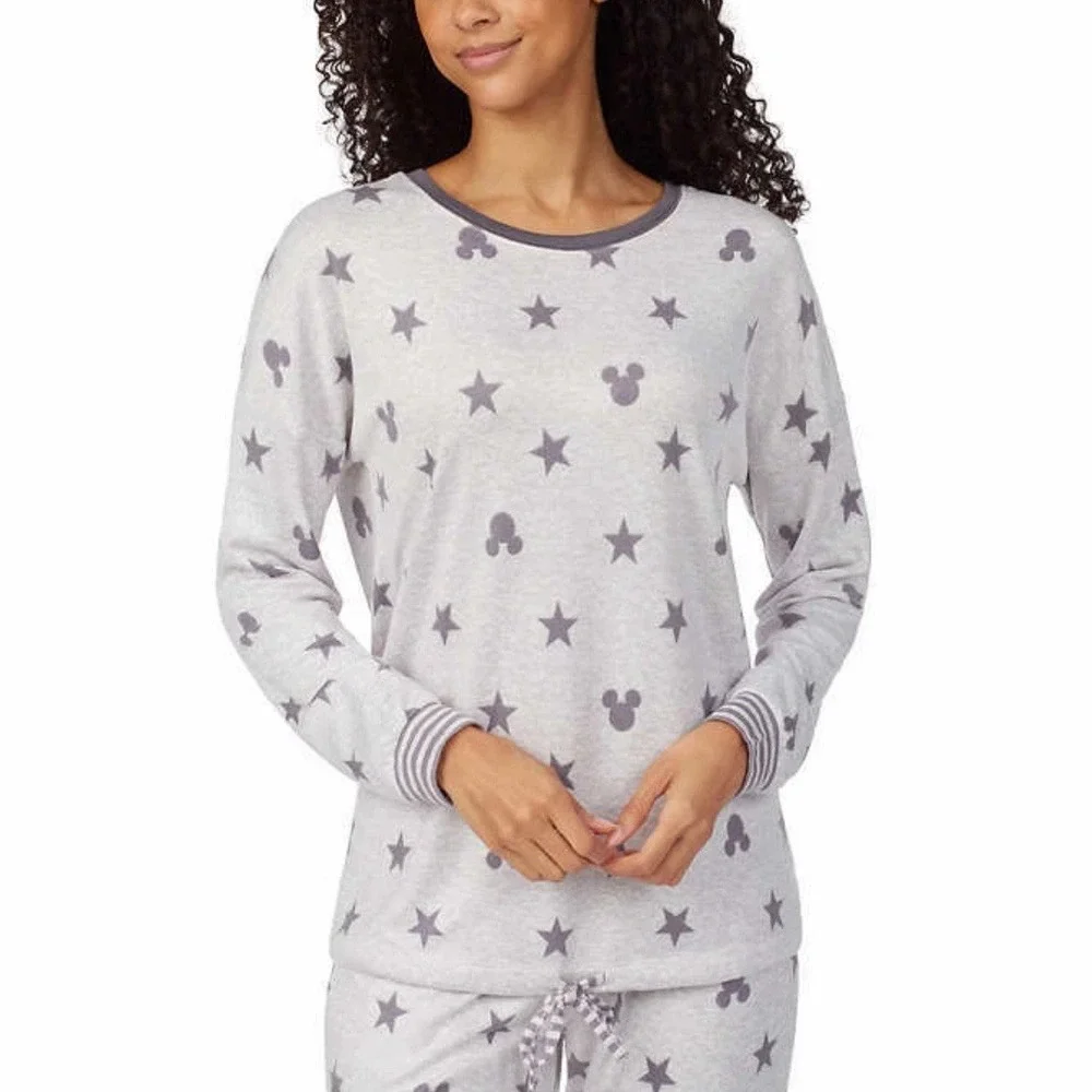 NEW DISNEY Women's Sz XXL Cozy Lounge Set Pajamas Grey Mickey Mouse Top &‎ Pants - Picture 6 of 7